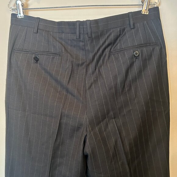 Neiman Marcus men's dark gray pinstripe pants, 100% super 150's wool, sz 38W - Picture 7 of 9